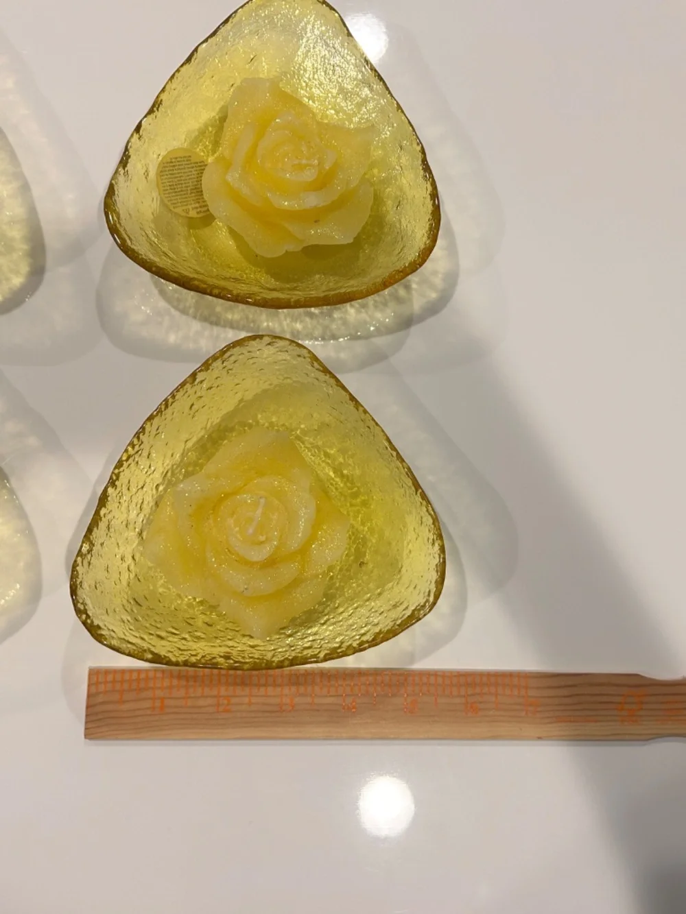 Set of Gold Glitter Rose Candles in Glass Bowls 8 Pieces Total